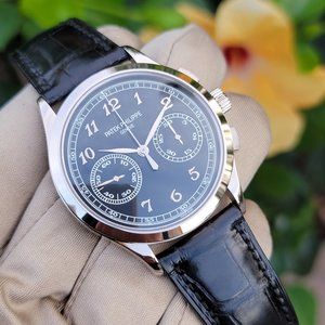 PRISTINE PATEK PHILIPPE 5170G-010 CHRONO WHITE GOLD BLACK DIAL 39.4MM FULL SET